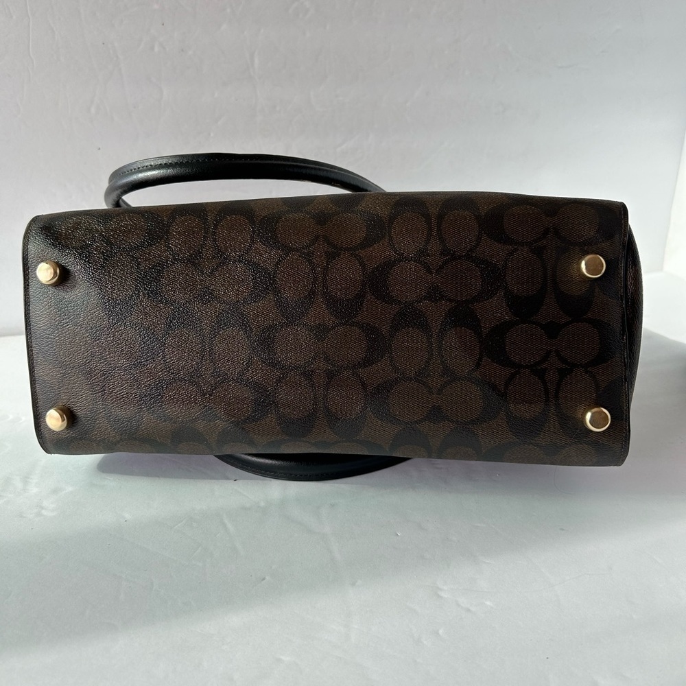 Coach Two Tone Leather and Signature Print Large Satchel - Picture 8 of 10